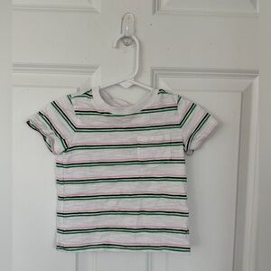 Janie and Jack Pink White Green Striped Baby T-Shirt - Size 12-18months